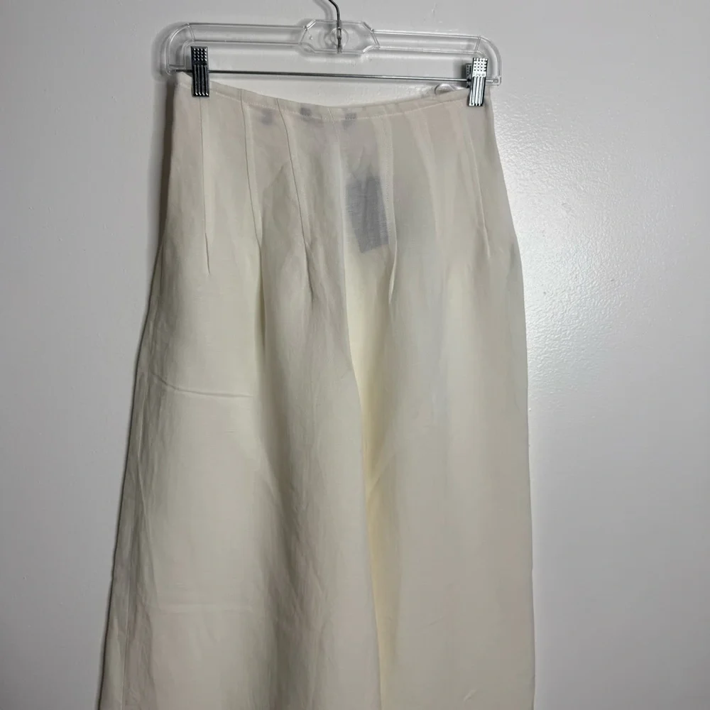 NWT Massimo Dutti Wide Leg Pleated Trousers White Size‎ 2 Minimalist Elegance - Picture 6 of 13